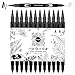 GPLMQ Black Drawing Pens, 12 Pack Felt Tip Markers for Adults and Kids, Dual Tip Brush Fineliners Pens for Art Drawing Sketching