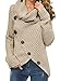 GRECERELLE Women's 2024 Fall Turtleneck Chunky Pullover Sweaters Long Sleeve Asymmetric Knit Jumper Tops Khaki, L