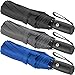 Liberty Imports 3 Pack Umbrella Windproof Travel Umbrella - Wind Resistant, Compact, Light, Automatic, Strong Steel Shaft, Small and Portable - Backpack, Car, Purse - Men and Women (Set 1)