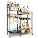 VINAEMO Rolling Bar Cart with Wine Glass Holder, Bar Carts for the Home, Bar Stand for Home, Small Mini Bar for Whiskey Wine, Liquor Cart for Home Bar, Alcohol Cabinet for Bar, Kitchen, Dining Room