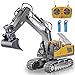 KIZJORYA Remote Control Excavator, Toys for Boys Age 6-12, Rechargeable 11 CH RC Construction Vehicles Truck with Sound Light Metal Shovel, Birthday for Kids 7 8 9 10+ Year Old(2.4 GHz)