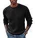 PJ PAUL JONES Mens Sweaters Crew Neck Waffle Cable Knit Pullover Sweater Black Sweater for Men