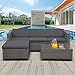 SUNVIVI OUTDOOR 5 Pieces Patio Furniture Sets All Weather Outdoor Sectional Sofa Manual Weaving Wicker Rattan Outdoor Conversation Set with with Cushion and Glass Table, Grey