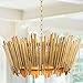 Gold Chandelier, Modern Farmhouse Chandelier, Dining Room Lighting Fixtures Hanging with Wood Framework and Gold Finish, Chandeliers for Dining Rooms, Kitchen, Foyer, Living Room, 20' D x 8' H