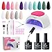 SUNUV Gel Nail Polish Kit with UV Light for Nails SUN2C 48W, 16 Colors Gel Polish Nail Set, Base and Glossy Top Coat with 8 PCS Manicure Tools Set