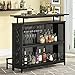 Tribesigns Home Bar Unit, 3 Tier Liquor Bar Table with Stemware Racks and Wine Storage Shelves, Wine Bar Cabinet Mini Bar for Home Kitchen Pub