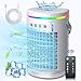 Portable Air Conditioners with Remote,1400ml Evaporative Cooler 3 Speeds,USB Personal Conditioner 7 LED Light,Portable AC for Room Kitchen Office Desk Bedroom Camping