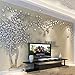 3D Tree Wall Stickers - DIY Tree and Birds Wall Decals Family Couple Tree Stickers Murals Wall Decor for Living Room Bedroom TV Background Home Decorations(Silver Left,M-98X51in)