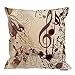 HGOD DESIGNS Musicnotes Square Pillow Cushion Cover,Creative Music Background with Notes for Swirl Design Cotton Linen Cushion Covers Home Decorative Throw Pillowcases 18x18inch