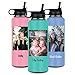 Personalized Water Bottles with Straw,18 oz Custom Text Photo Insulated Water Bottle for kids Women Men-Stainless Steel Cup Gift for Christmas School Sports