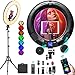 Weeylite 18 inch RGB Ring Light, App Control RGB Light Ring with Stand and Phone Holder/Remoter/Ipad Holder, Dimmable 2500K–8500K CRI 95+ LED Circle Selfie Light for TikTok Selfie Liver Stream Makeup