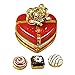 RED HEART GOLD BOW W/TRUFFLE - LIMOGES BOX AUTHENTIC PORCELAIN FIGURINE FROM FRANCE