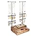 Emfogo Jewelry Holder Organizer 6 Tier Jewelry Organizer Stand with Wood Basic Jewelry Storage, Adjustable Height Necklace Holder for Earring Ring Bracelet Display(Carbonized Black)