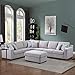 Aeffze Sectional Sofa with Ottoman L-Shaped 6 Seater Fabric Couch Modular Contemporary Modern Corner Convertible Reversible Upholstered Oversized for Living Room (Light Grey) (F5001-IKESOMUE)
