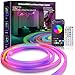 L8star 16.4ft RGB LED Neon Rope Light with Remote Control, Smart Color Changing DIY Mode Neon Flex Strip Lights for Bedroom Indoors Outdoors Decor