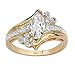 PalmBeach 14K Yellow Gold Plated or .925 Sterling Silver or Silvertone Marquise Cut Cubic Zirconia Bypass Engagement Ring Size 7