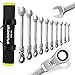 OTLOOMTBT 10PCS 1/4-3/4 In SAE Industrial Grade Flex-Head Ratcheting Wrench Set for Tight Spaces with Portable Gift Combination Wrenches Organizer