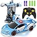 Transforming Police Car RC Toy, 1:18 Scale with Flashing Lights, 360° Rotation - For Kids Age 4-12