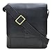 Hidesign Aiden Genuine Leather Medium Crossbody Men/Women Shoulder Messenger Bag / Travel Bag / 10.5' iPad Bag, Black