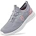 STQ Womens Walking Shoes with Arch Support Ladies Slip on Sneakers Nurse Mesh Breathable Lightweight Comfort Memory Foam Light Grey Pink Size 7