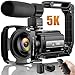 ZNIARAKL 5K Video Camera Camcorder 48MP UHD WiFi IR Night Vision Vlogging Camera for YouTube 16X Digital Zoom 3” Touch Screen Camera Recorder with Microphone,Handheld Stabilizer,Lens Hood,Remote