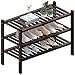 ROMGUAR CRAFT 3 Tier (Thick) Bamboo Shoe Rack for Closet Free Standing Wood Shoe Shelf for Entryway Small Space Stackable 27'x12'x21' (Black Brown)