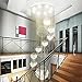 Moooni 9ft Spiral Chandelier for High Ceiling Large Entryway Foyer Staircase, Modern Crystal Chandeliers Raindrop Lighting Fixtures Flush Mount Ceiling Light for Stairway Entrance Hall Ballroom