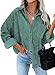Dokotoo Womens Corduroy Shirts Button Down V Neck Long Sleeve Blouse Casual Roll Up Cuffed Tops with Pockets L Green