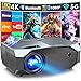 YOWHICK 4K Projector with WiFi and Bluetooth, 20000L Native 1080P Outdoor Portable Movie Projector, Smart Video Projector, 50% Zoom/400' Display, Compatible with HDMI/USB/PC/TV/PS5/DVD/Android/iOS