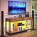 IRONCK TV Stand LED Lights, Entertainment Center with Power Outlet for 55 Inch TV, Industrial TV Console with Media Storage Shelf and 2 Large Drawers,for Bedroom/Living Room, Vintage Brown
