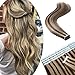 Hairro 24 Inch 100g Remy Human Hair Tape in Hair Extensions Highlight #4/27 Medium Brown Mix Dark Blonde 40pcs/pack Long Straight Hair Seamless Skin Weft Glue in Hairpieces Balayage