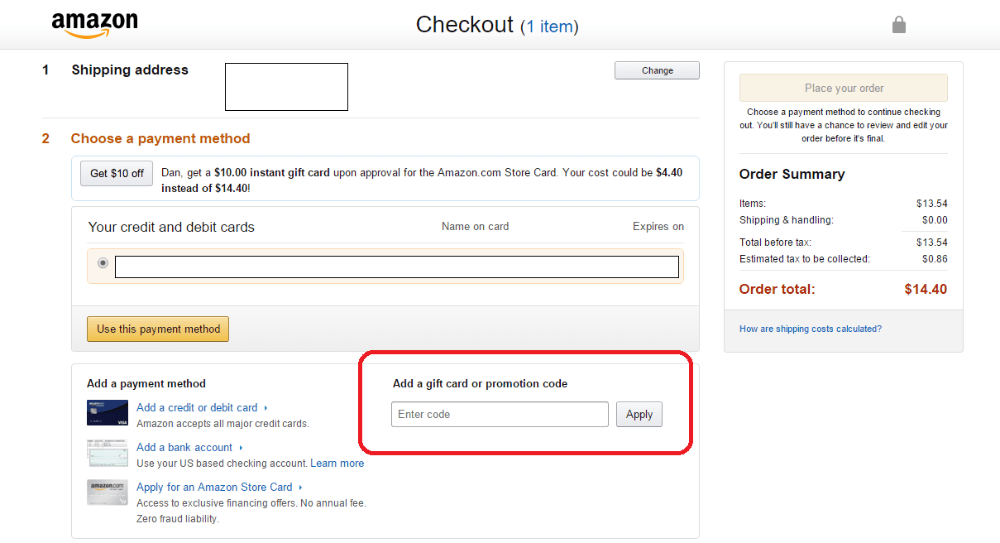 Geben Sie den Amazon-Gutscheincode ein